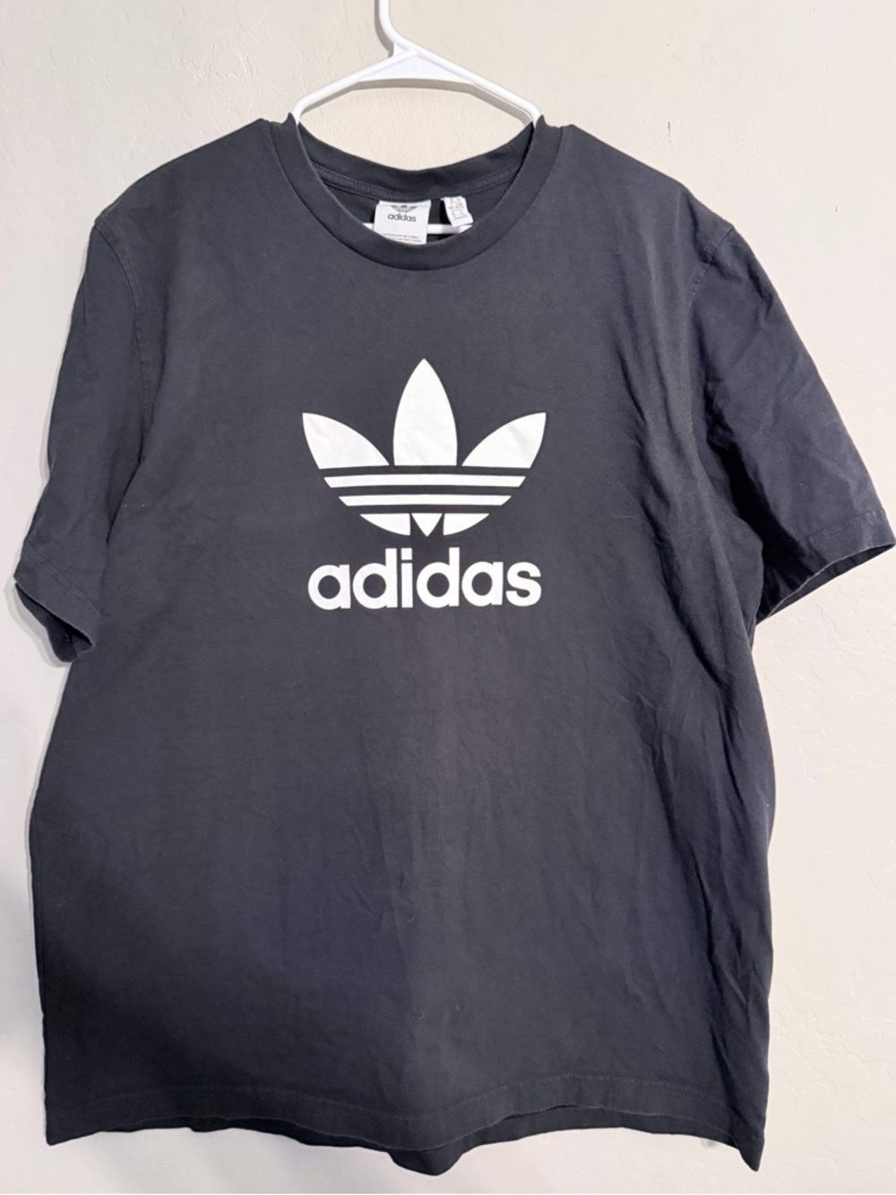 adidas Black Short-Sleeve Trefoil Logo Tee